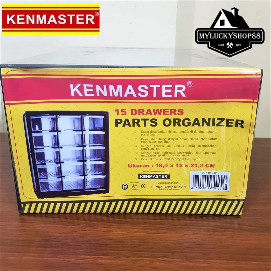 Kenmaster Rak Drawer Kotak Susun 15 Slot Part Organizer Laci Sparepart