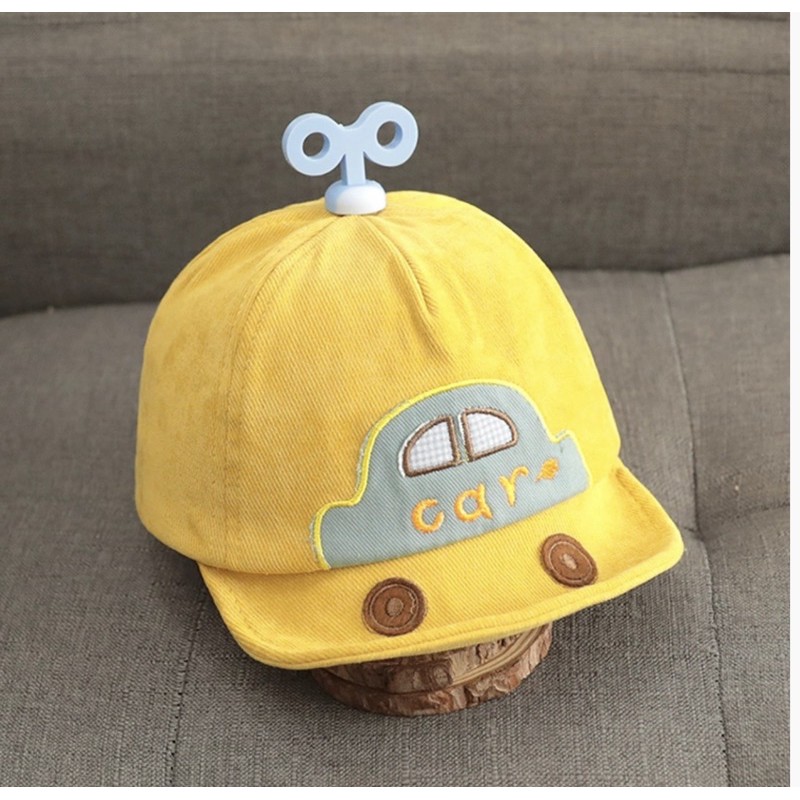 Topi Baseball Anak Laki-laki Hip Hop Motif Mobil Gaya Korea Musim Panas Baby Baseball Cap Hat (car)-New yellow