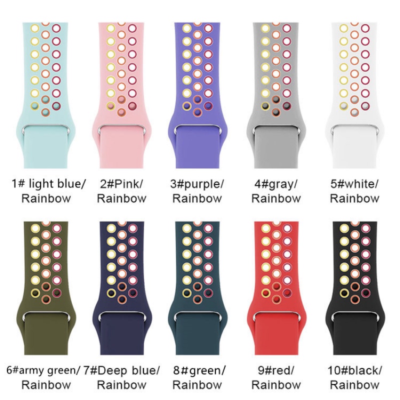 New Appel Watch Nike Sports Strap Rainbow Apple Strap for iwatch Series 6 5 4 3 2 1 SE iWatch replacement 38/40mm / 42/44mm Strap