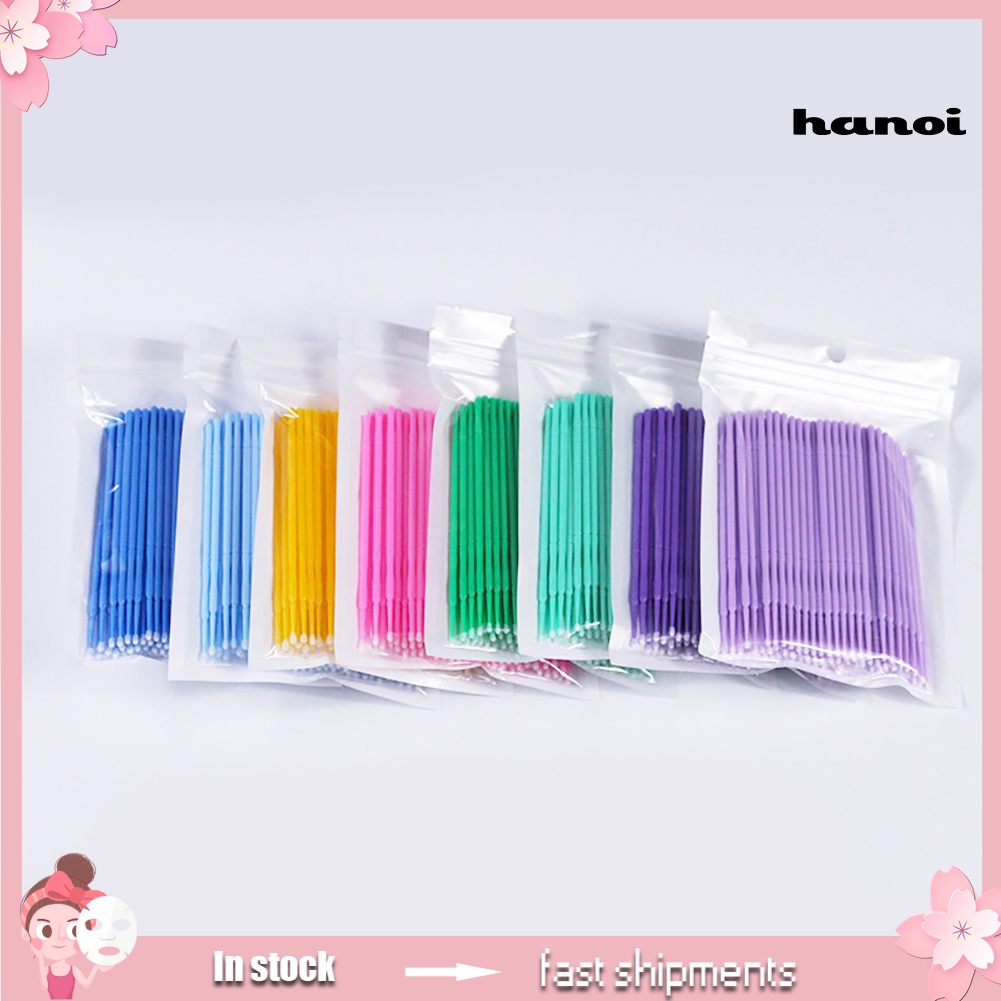 HQTM_100Pcs Disposable Micro Eyelash Extension Applicator Mascara Brush Stick Swabs