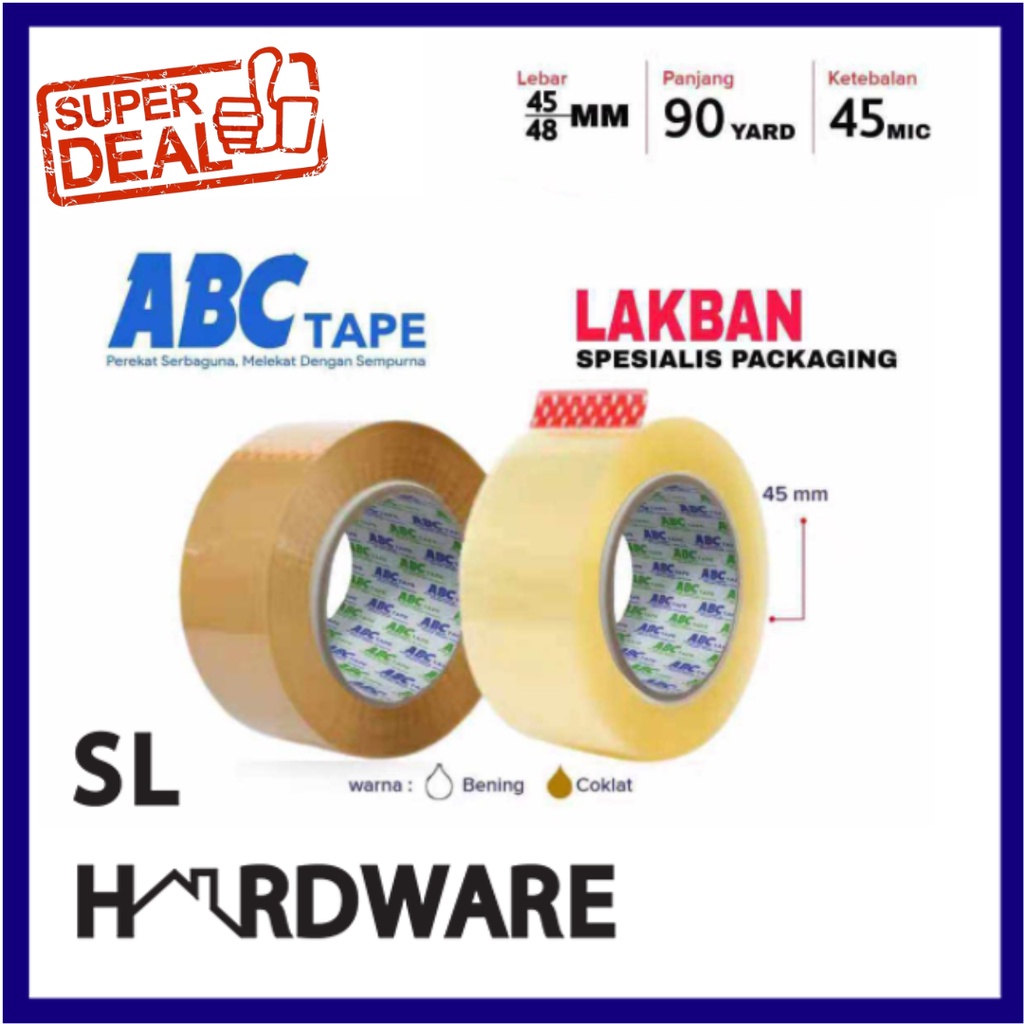

DUS Lakban Cokelat Bening ABC Tape 90 yard 45 Micron 48mm 45mm