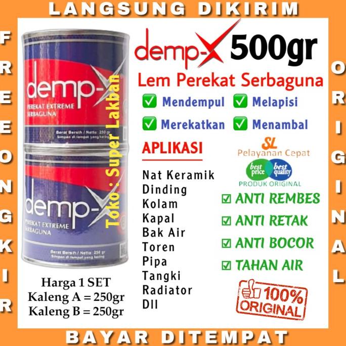 Lem Epoxy Anti Bocor DEMP-X 500g Merekat Dalam Air Kolam Ikan - Renang