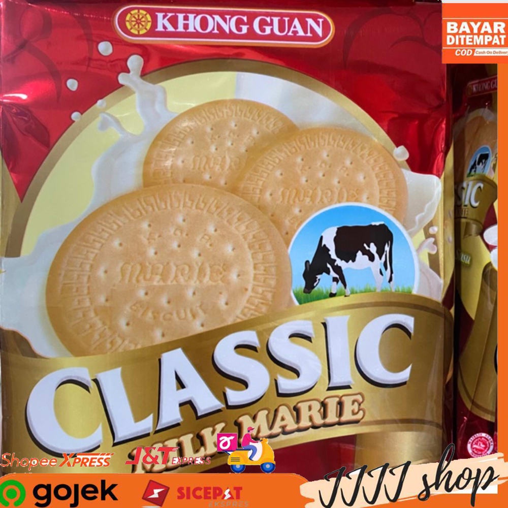 Khong Guan Classic Milk Marie Biskuit Regal Rasa Susu Kemasan Plastik 375gr