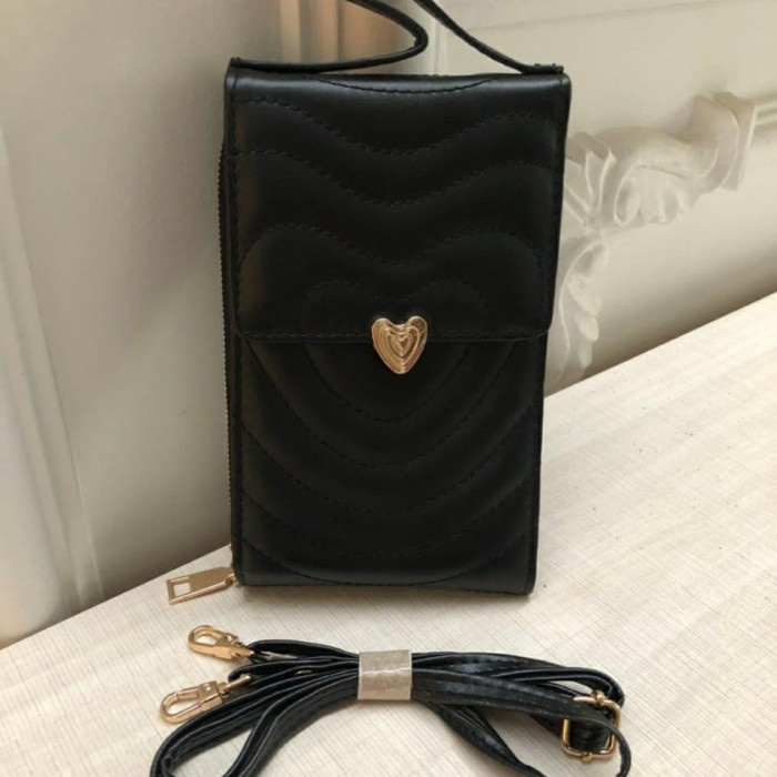 tas hp wanita tas selempang JIMSHONEY AISHITERU MINI TAS SELEMPANG WANITA / Tas muat Hp - Hitam Y7Y5