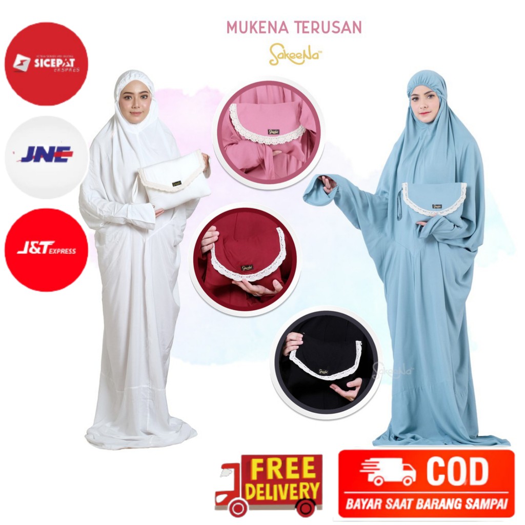 Mukena Terusan SakeeNa Polos Dewasa Katun Rayon /Mukena Sakeena Solo/ Mukena Sakeena original