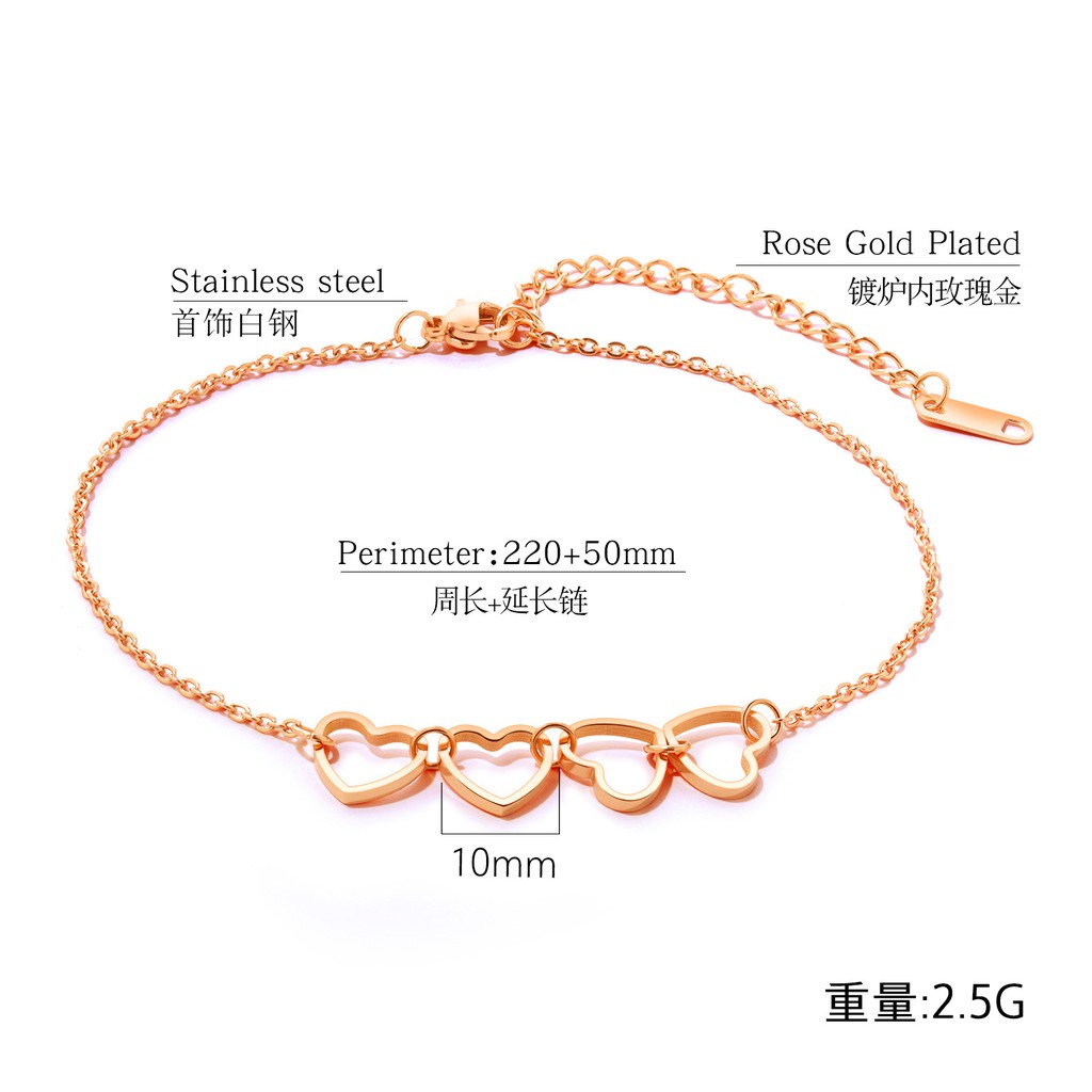 Gelang Kaki Love Hati Titanium Korea Trend Masa Kini Cocok Hadiah GCK038