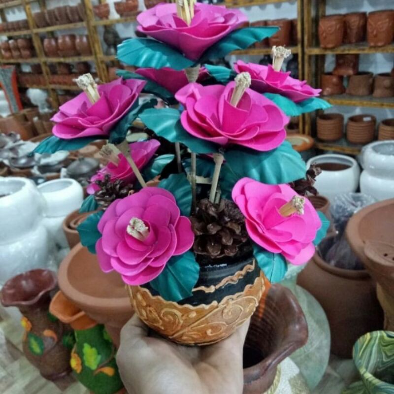 Pot bunga plastik - gerabah pot + bunga - gerabah bunga

