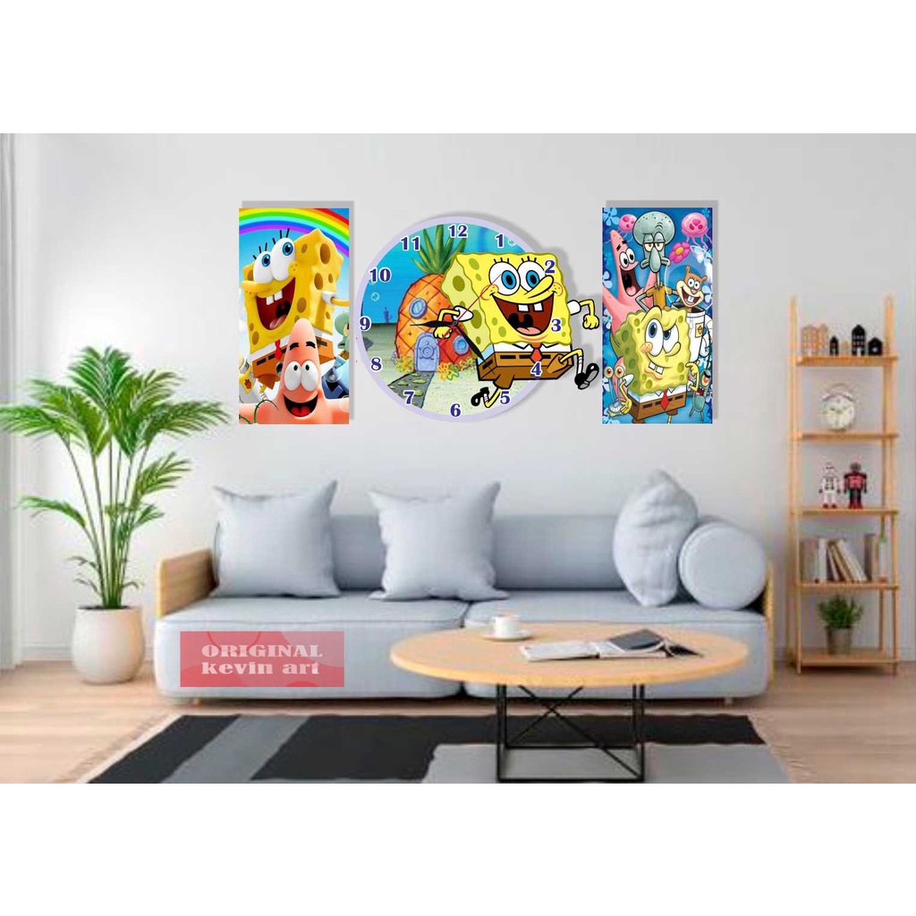 Dekorasi kamar aestetik jam dinding tempel tembok karakter spongebob gratis hiasan dinding