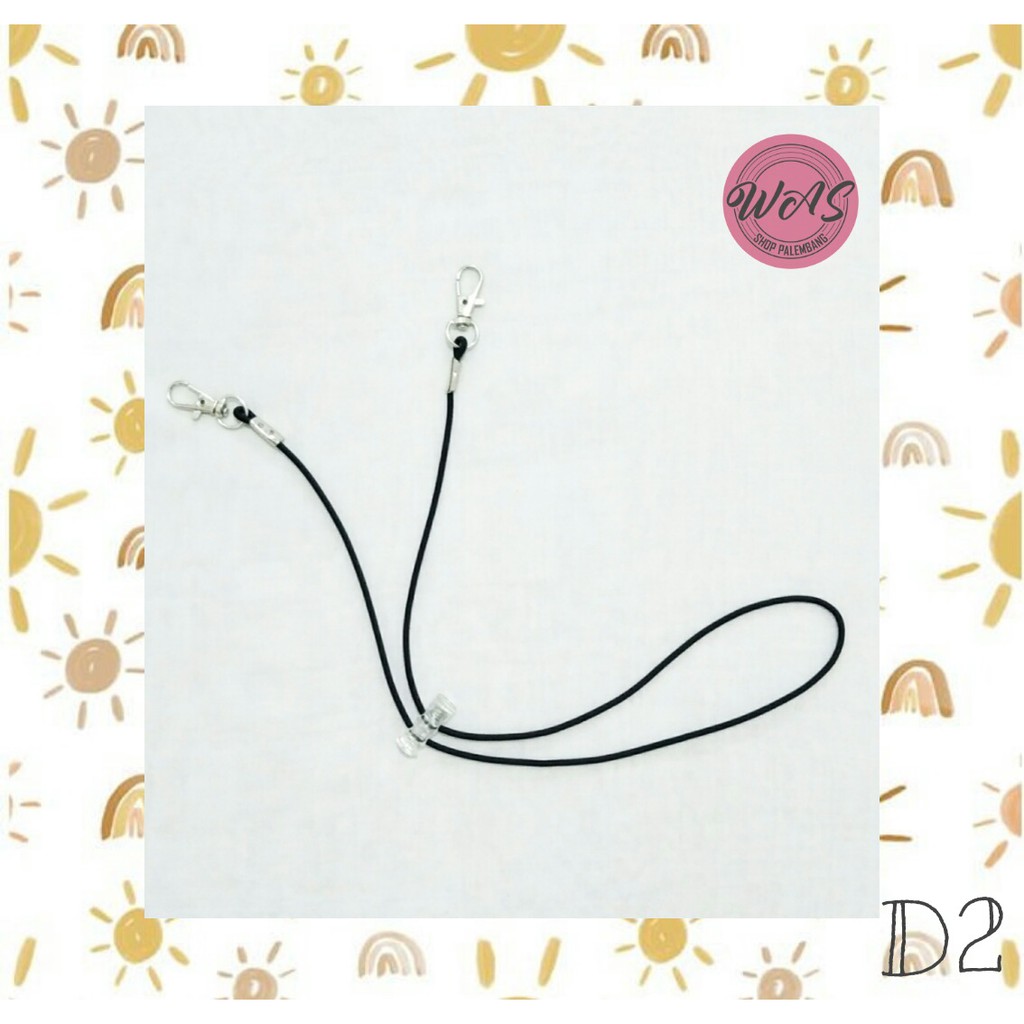 Strap Tali Masker / Strap Masker Cowok & Cewek / Handmade / Tali Hitam