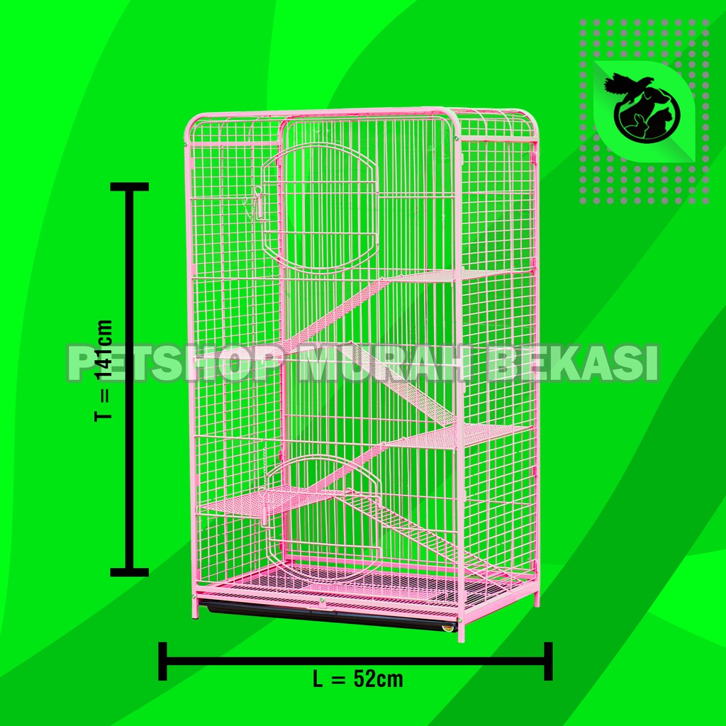 Gosend Kandang Kucing Anjing Kelinci Sugar GliderTingkat Roda knowdown