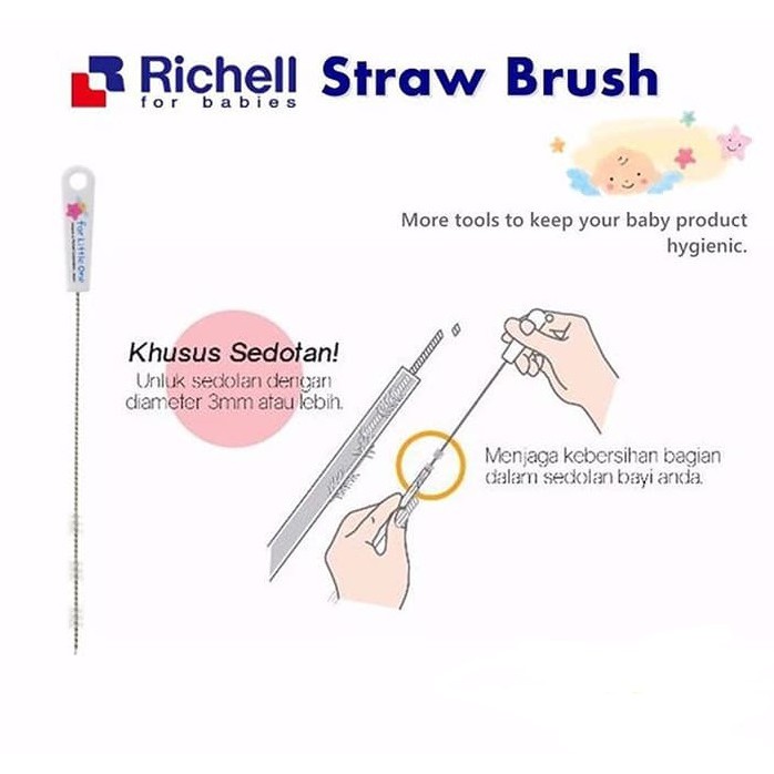 Richell Straw Brush BPA FREE - Sikat untuk sedotan Botol Bayi