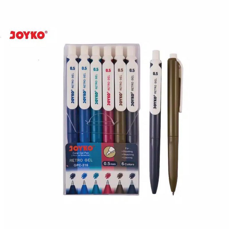 

Pulpen Gel Joyko GPC-316 Retro Gel Joyko 6 Warna