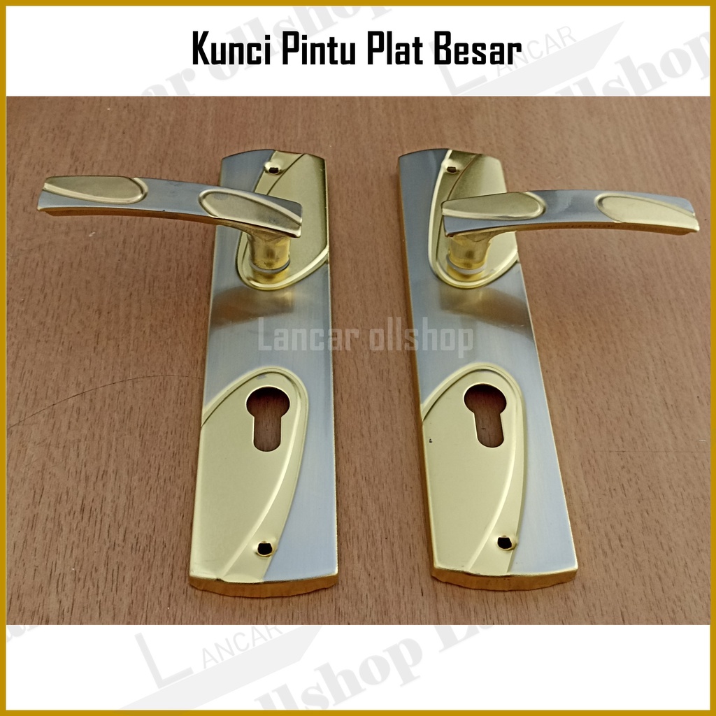 kunci pintu besar plat putih kuning panjang 25 cm / handel pintu besar plat