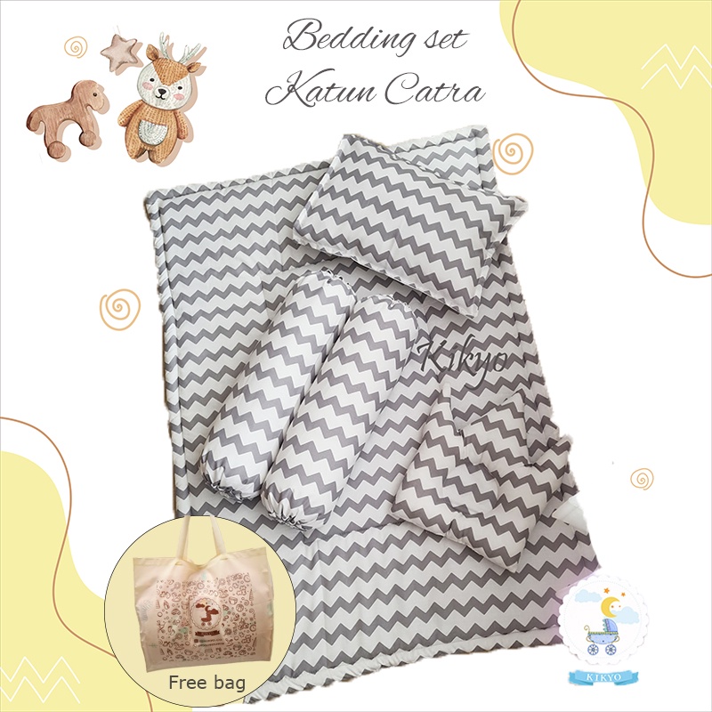 Bedding set baby grey chevron / baby bedding / selimut bayi / bedding set bayi