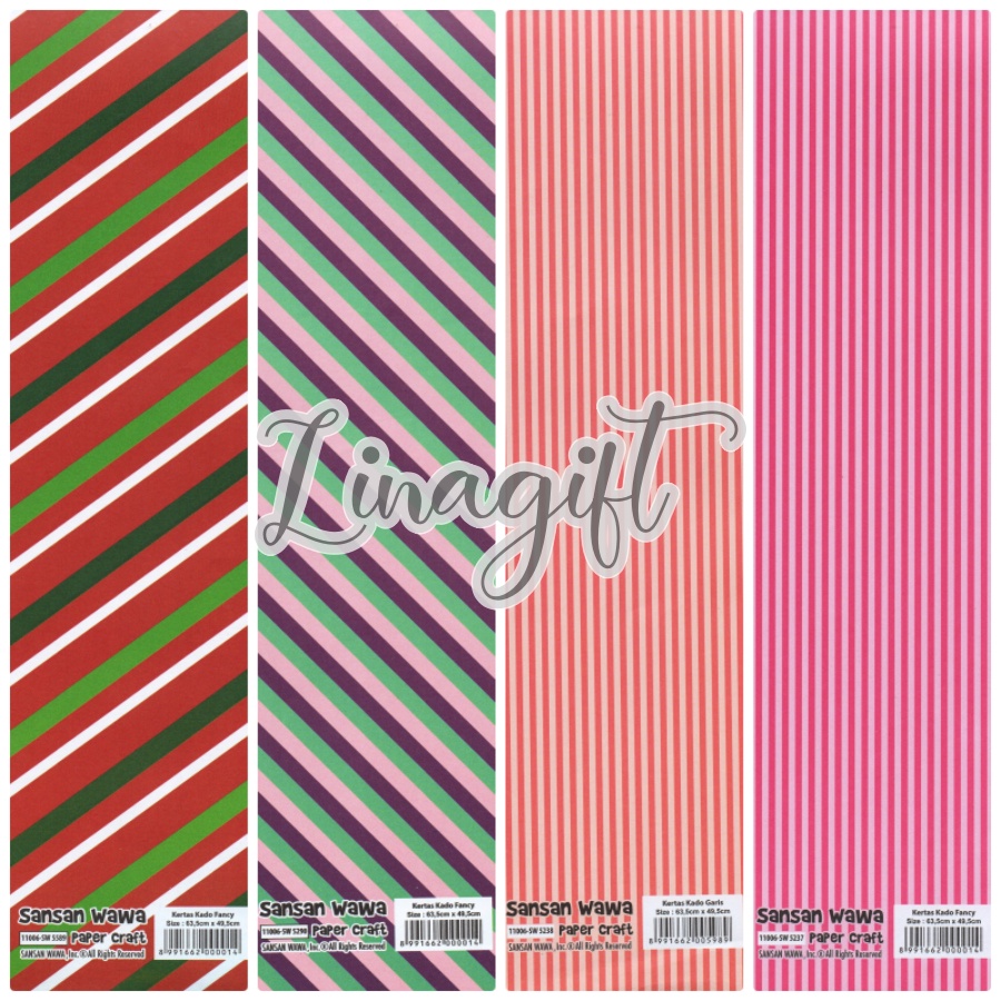 ( 5 Lembar ) SMALL LINE SANWA - KERTAS KADO VERTICAL LINES - GIFT WRAPPING PAPER SANSAN WAWA GARIS / VINTAGE STRIP / SALUR / NETRAL EUSTHATIC