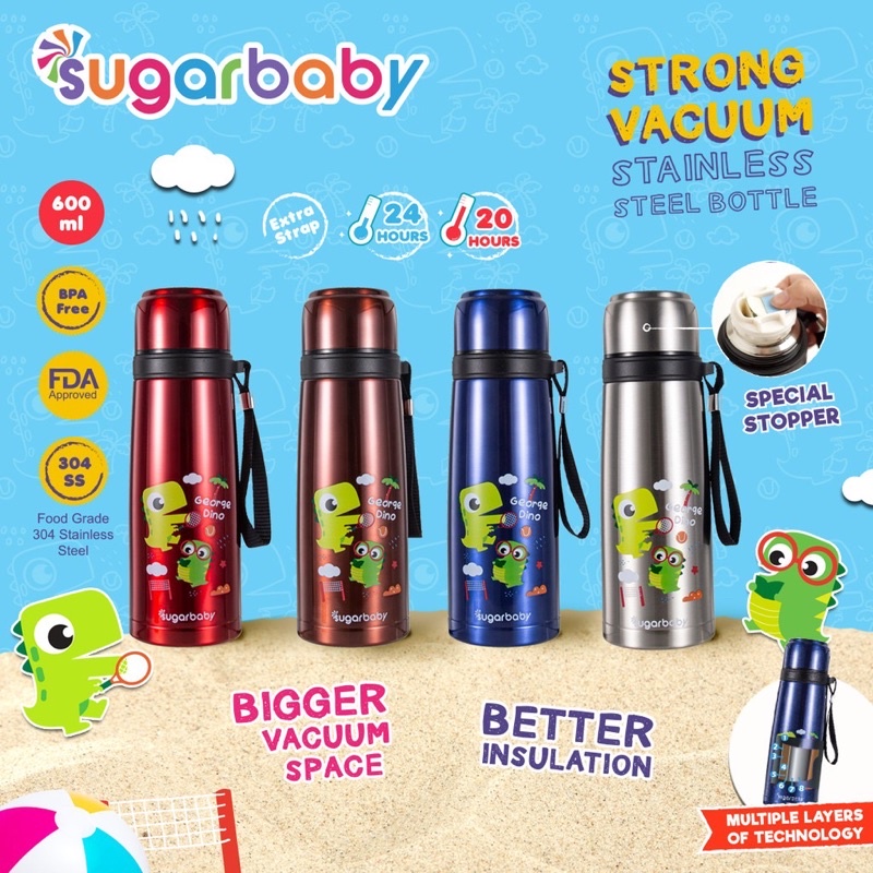 Sugar Baby Strong Vacuum Stainless Bottle 500ml 600ml / Snuggle Fancy Vacuum + Case  500ml - Termos Air Panas Dingin