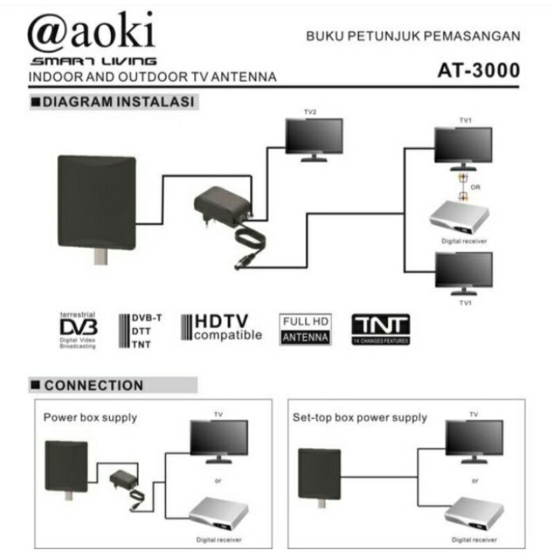 Antena Tv Digital Aoki AT-3000 Bisa Indoor&amp;Outdoor