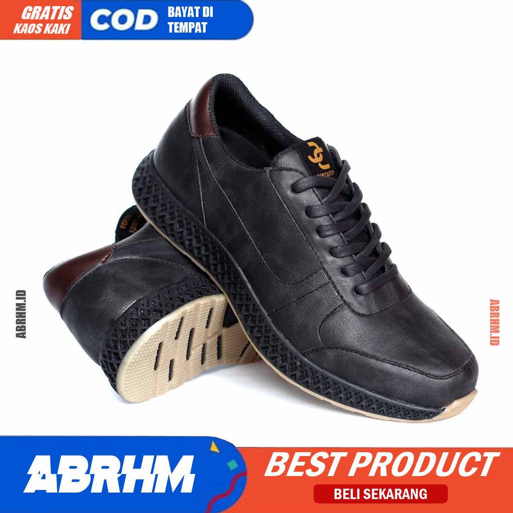 ABRHM x JHONS Sepatu Formal Pria Sepatu Pria Casual Kulit Pu Sepatu Kasual Cowok / Cowo Oxford Kerja Kantor Kuliah Kondangan Gaya Keren Kekinian Original Murah Terlaris