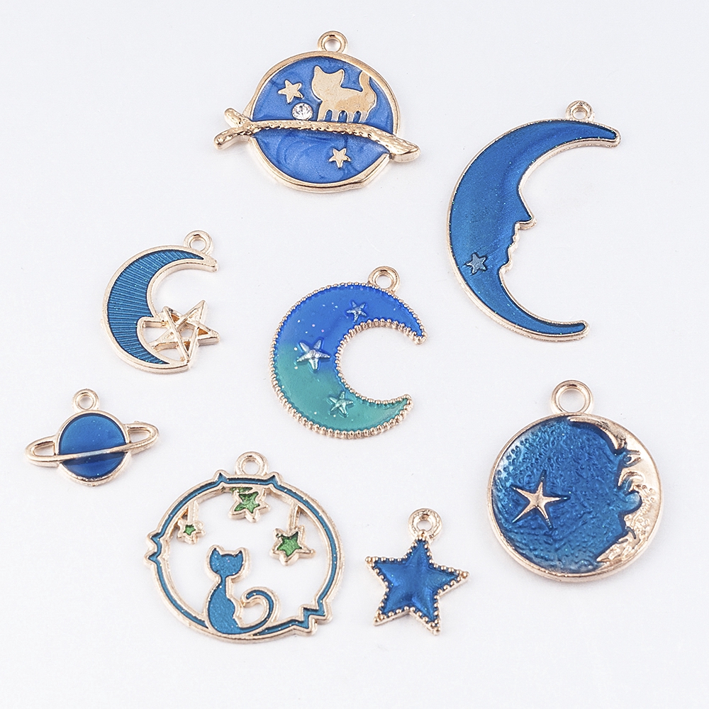 【TERSEDIA &amp; COD】[Kimia OD] 8 Lucu Bulan / Bintang / Planet Bentuk Pendant, DIY / Perhiasan / Gelang / Anting