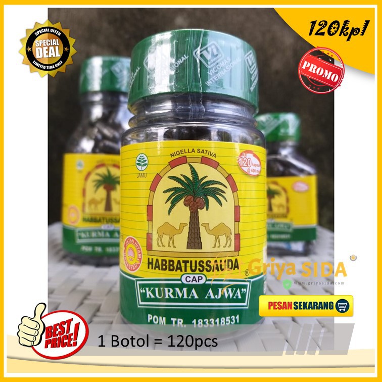 Habbatussauda kurma ajwa 120 Kapsul super jintan hitam black seed habbatusauda harga grosir