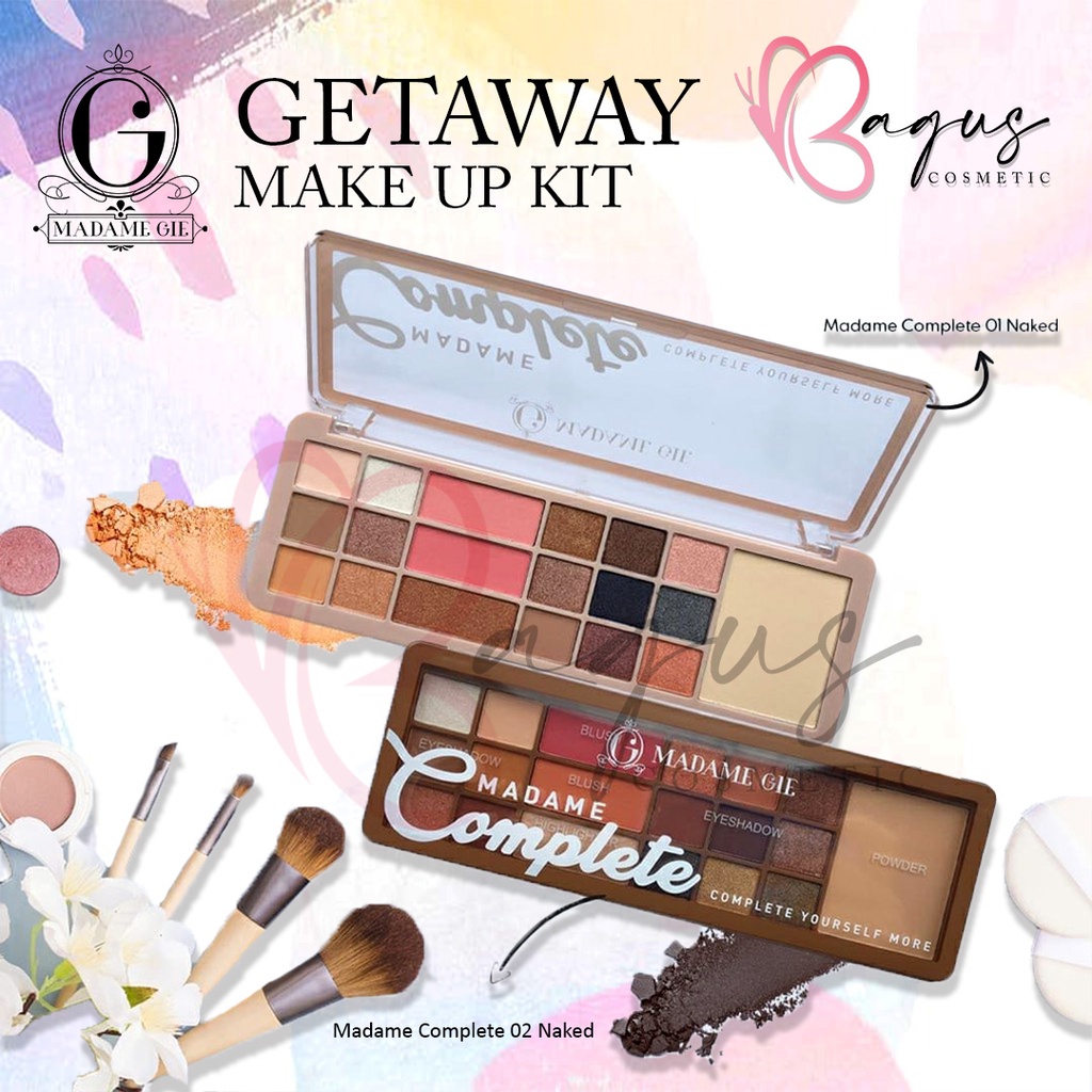 ⭐BAGUS⭐ MADAME GIE TO GO GETAWAY MAKE UP KIT |  Palet Beauty Complete Eyeshadow  Blush On Lip Stick