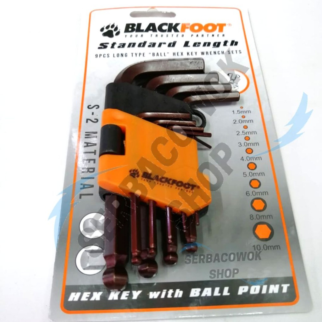 Blackfoot Kunci L Pendek Ballpoint Short 9 Pcs Hex Key Wrench Set Material S2 Termurah Berkualitas