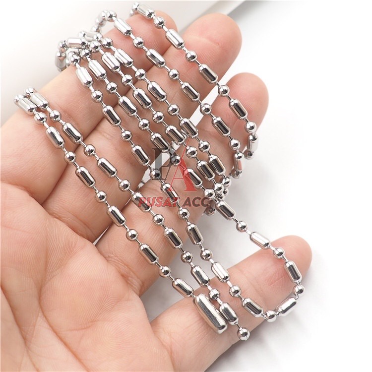 Kalung Rantai MCI Titanium Stainless Biji Bambu Biji Lada [Grosir &amp; Ecer]