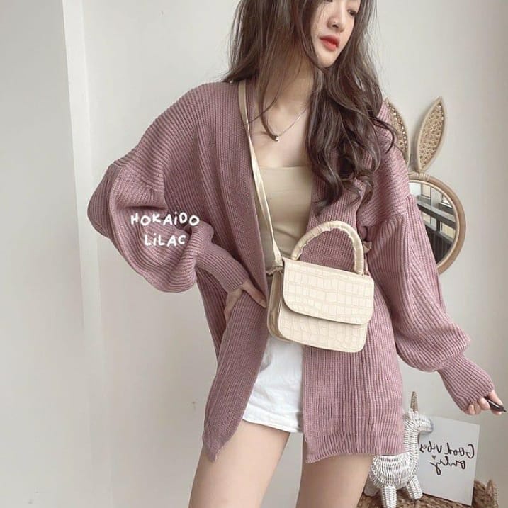 CARDIGAN RAJUT HOKAIDO OVERSIZE OUTER KNIT KOREA TANGAN BALON CARDY