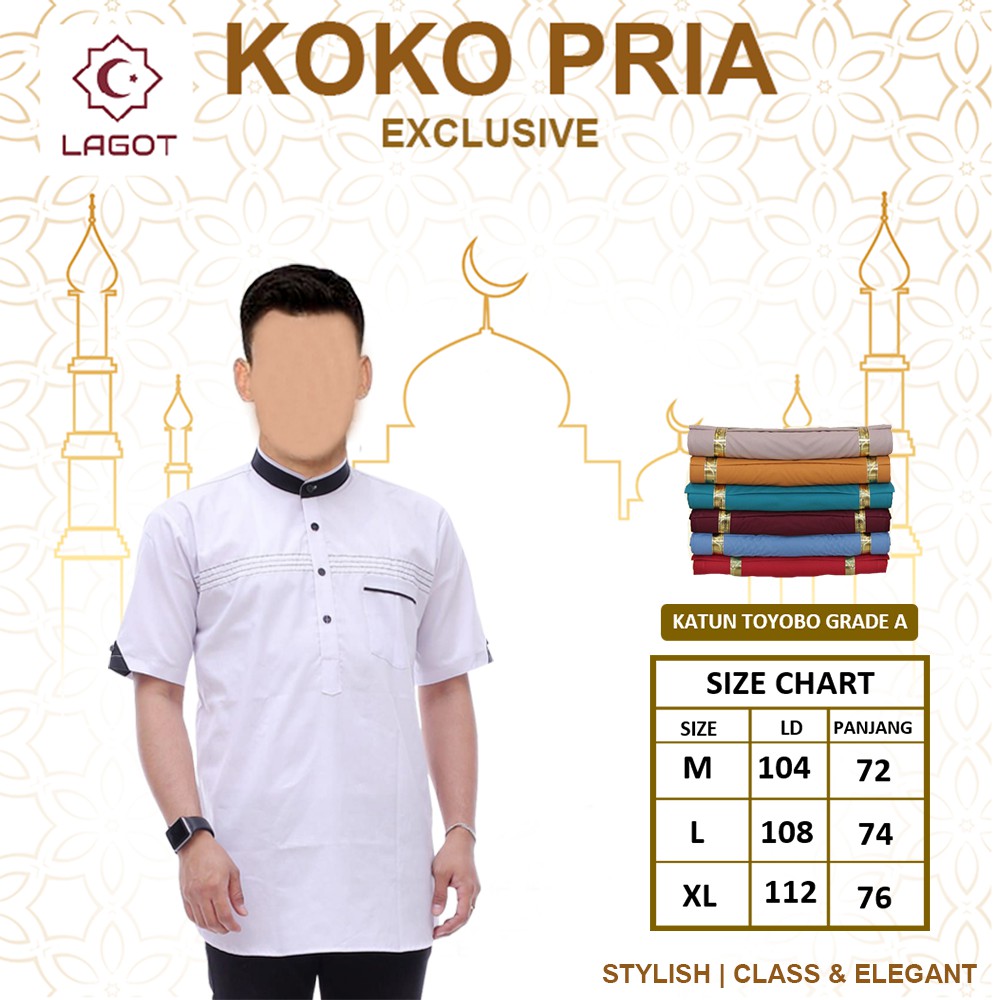 Baju Koko Dewasa Pria Kurta Lengan Pendek Terbaru 2021 ...