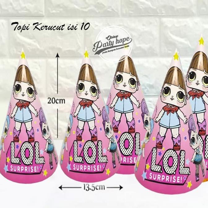 Best Product!!! Topi Ulang Tahun Lol / Topi Pesta Lol Suprice / Topi Ultah Kerucut Lol - Paling Dica