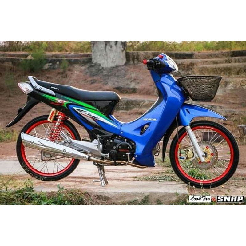 striping wave 125s karisma biru hitam