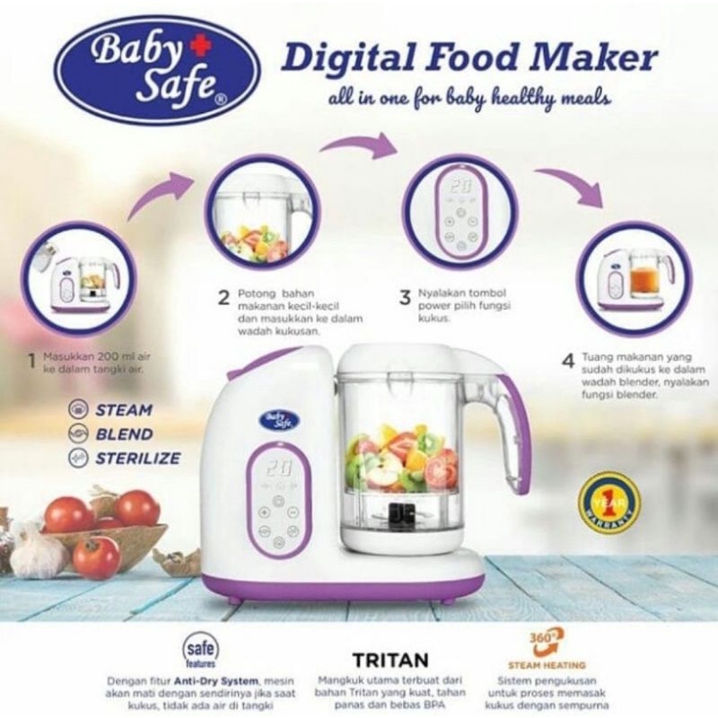 Baby Safe Digital Food Maker (LB02)/Steamer Blender Sterilizer Digital