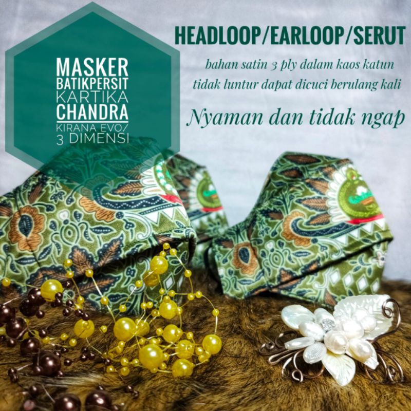 Masker Kain EVO Batik Persit Kartika Chandra Kirana | Masker Persit | Masker 3D | Masker TNI | Maske