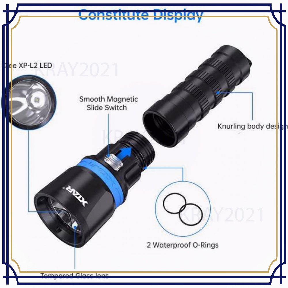 Senter Diving Waterproof LED CREE XP L2 1000 Lumens - DS1