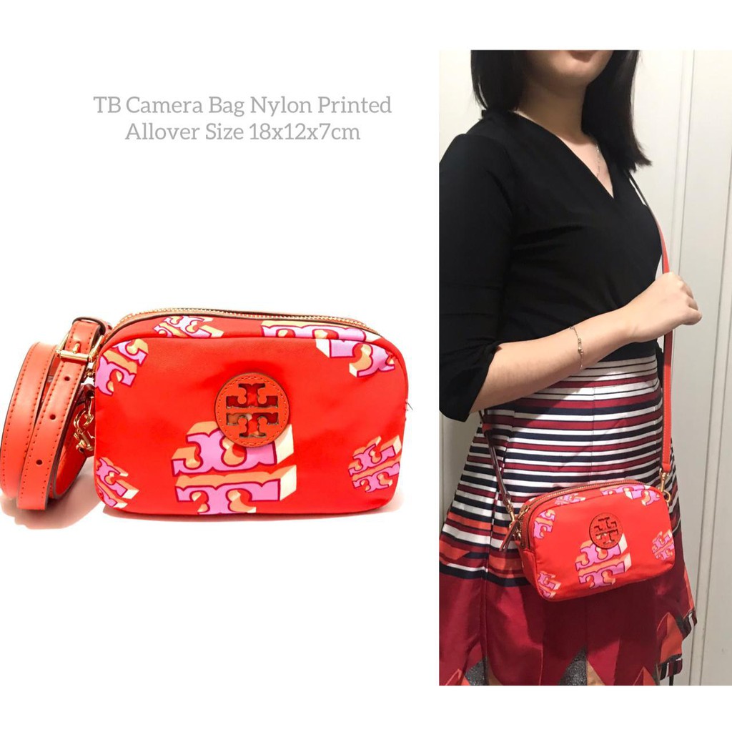 tas tory burch camera bag nylon printed allover