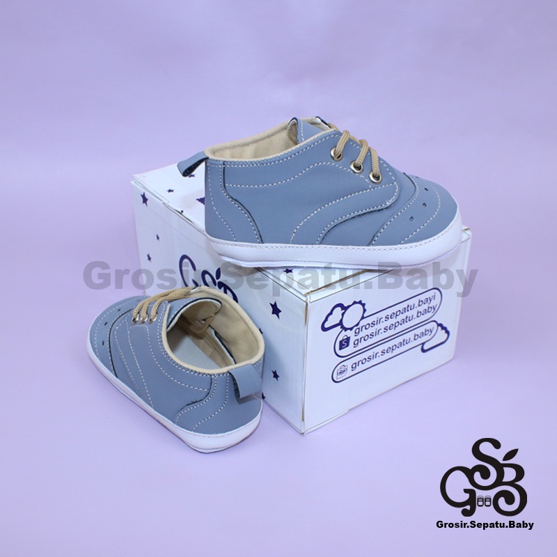 Prewalker - Sepatu Bayi - Baby Shoes | 2-12 bulan | casual BRAGA ABU polos ringan &amp; fleksibel