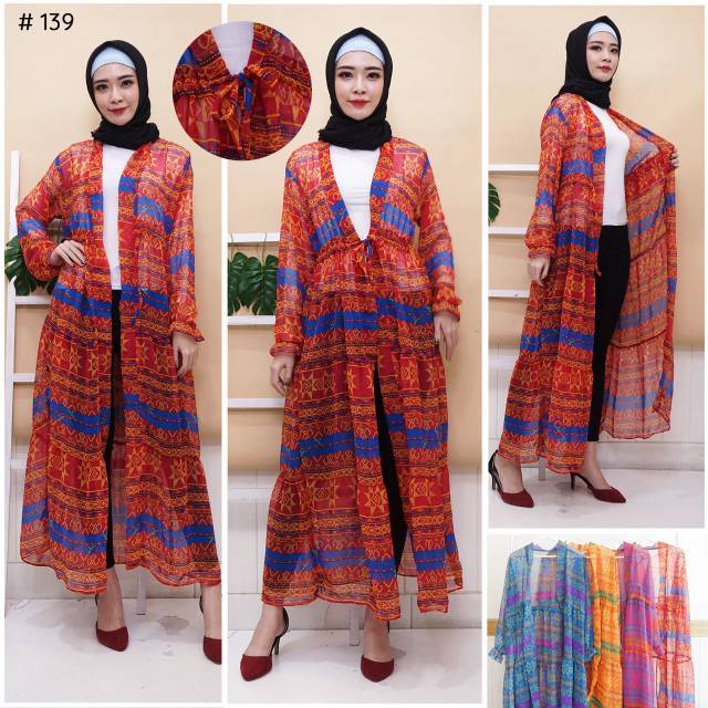 |JakartaFashion| long cardigan gamis ceruti tribal panjang otter tali serut depan etnic susun cantik