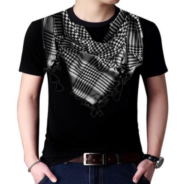 Shalch trendy / Kaos Sorban Hitam Lengan Pendek