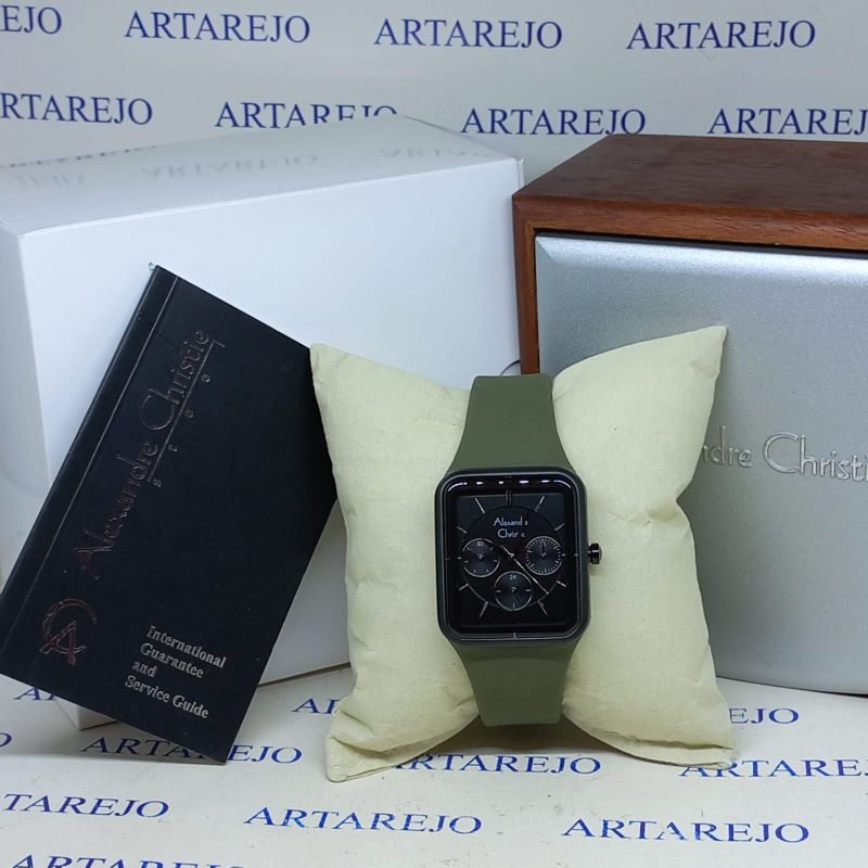 JAM TANGAN WANITA ALEXANDRE CHRISTIE AC 2744 ARMY HITAM ORIGINAL