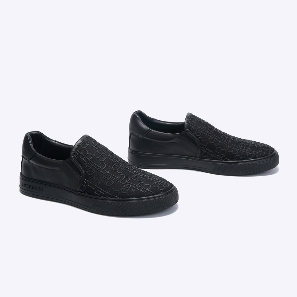 SEPATU SLIP ON EVERBEST PRIA ORIGINAL CASUAL ALL FULL BLACK POLOS EM20