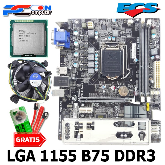 Mainboard mobo motherboard LGA 1155 B75 dengan Procesor