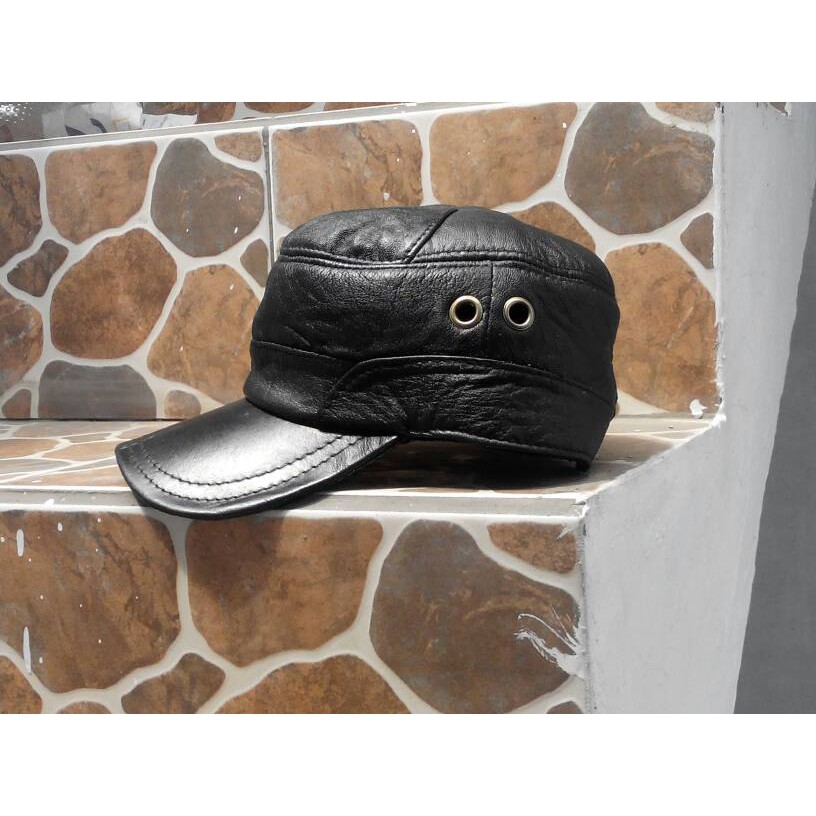 tapi kulit domba asli , topi pria , topi komando