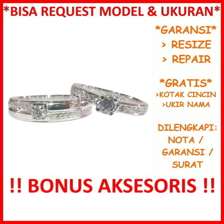 Gratis Ukir Nama Garansi Silver Asli Bisa Pesan Model Cincin Tunangan Perak Couple Kawin Nikah Id666