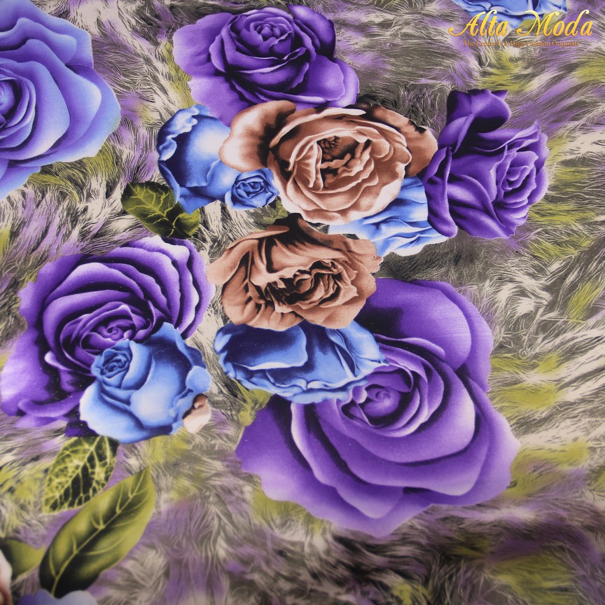 

Alta Moda Silky Satin Italy Motif Bunga Painting Ungu Dan Coklat (1M)