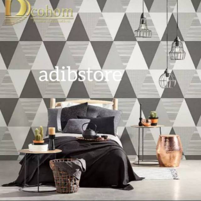 Wallpaper Dinding Segitiga Abu ( Geometris ) 8m s/d 9m x 45cm