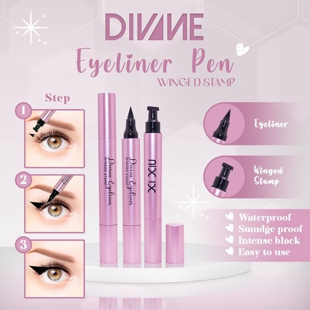 XI XIU DIVINE LIQUID EYELINER PEN WATERPROOF BLACK WITH STAMP