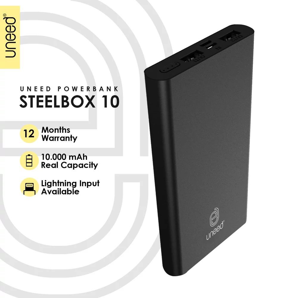 Termurah UNEED SteelBox 10 Powerbank 10000mAH Polymer Real Capacity - UPB213 - Original Terlaris