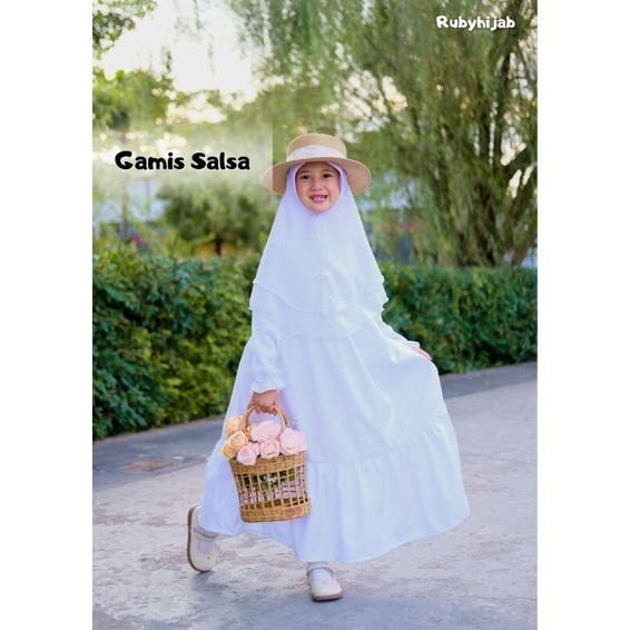 Gamis Salsa / gamis putih / rubyhijab /gamis manasik/ gamis haji / gamis manasik anak TK / gamis put
