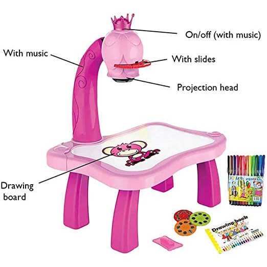 Meja Menggambar Anak Proyektor Lampu Led Meja Belajar Anak Mewarnai - Proyektor painting