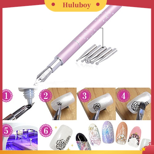 Huluboy Huluboy♡ Set Pen Brush Nail Art DIY Untuk Salon Manicure